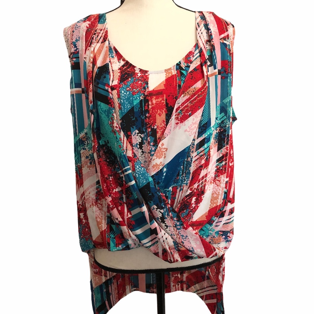 Bcbgmaxazria high low top multicolored size L